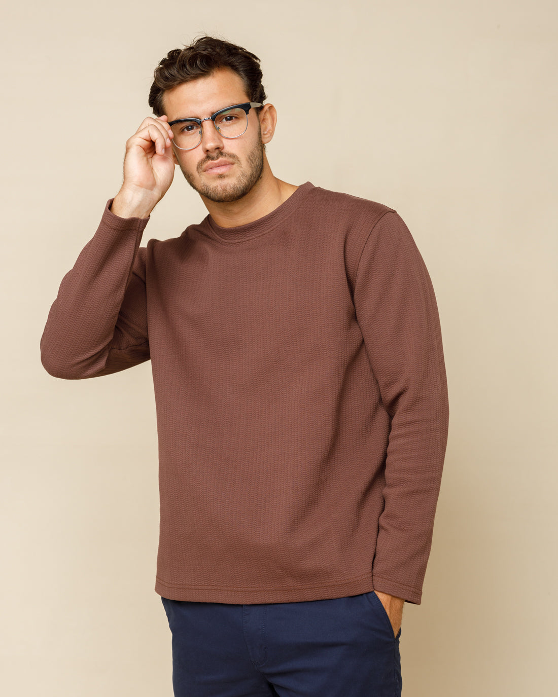 Textured Crewneck Jumper