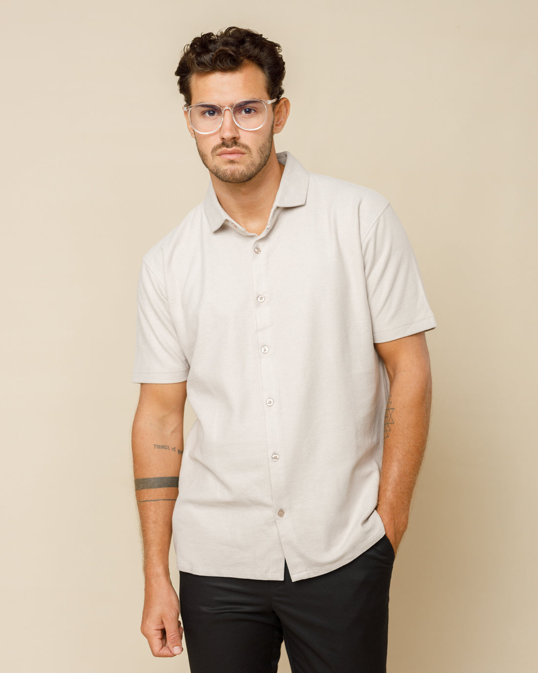 Spread Collar Button Down Shirt