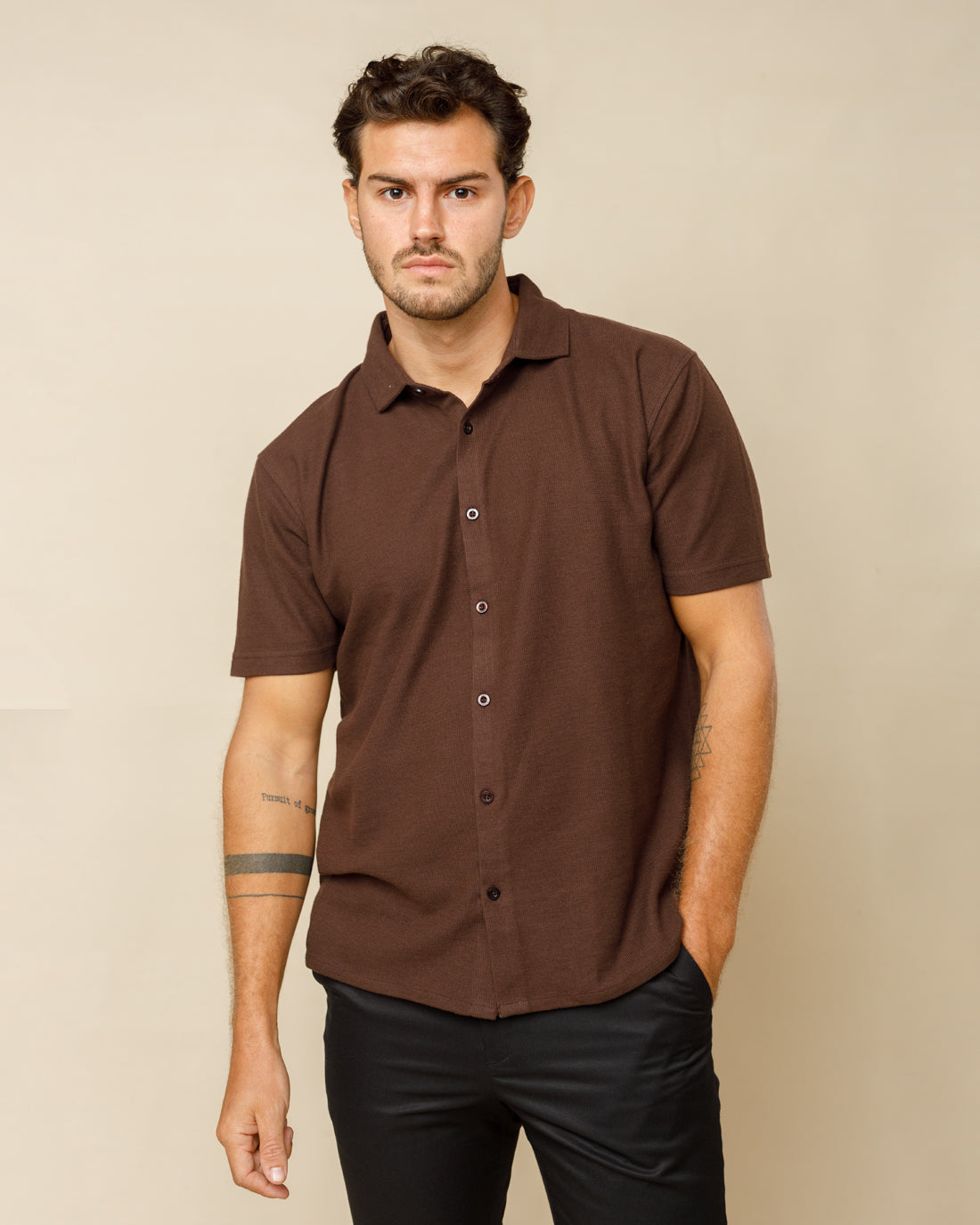 Spread Collar Button Down Shirt