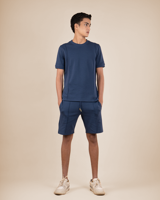 Line Detail Crewneck and Shorts set