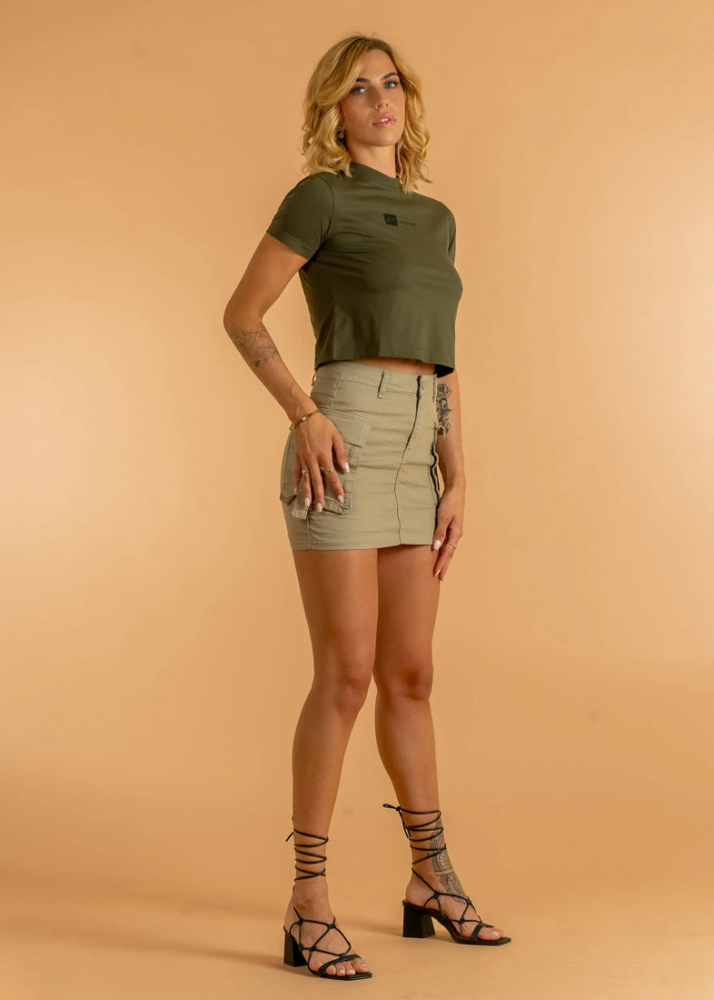 Khaki Classic Cropped Tee | LCY London LCY London