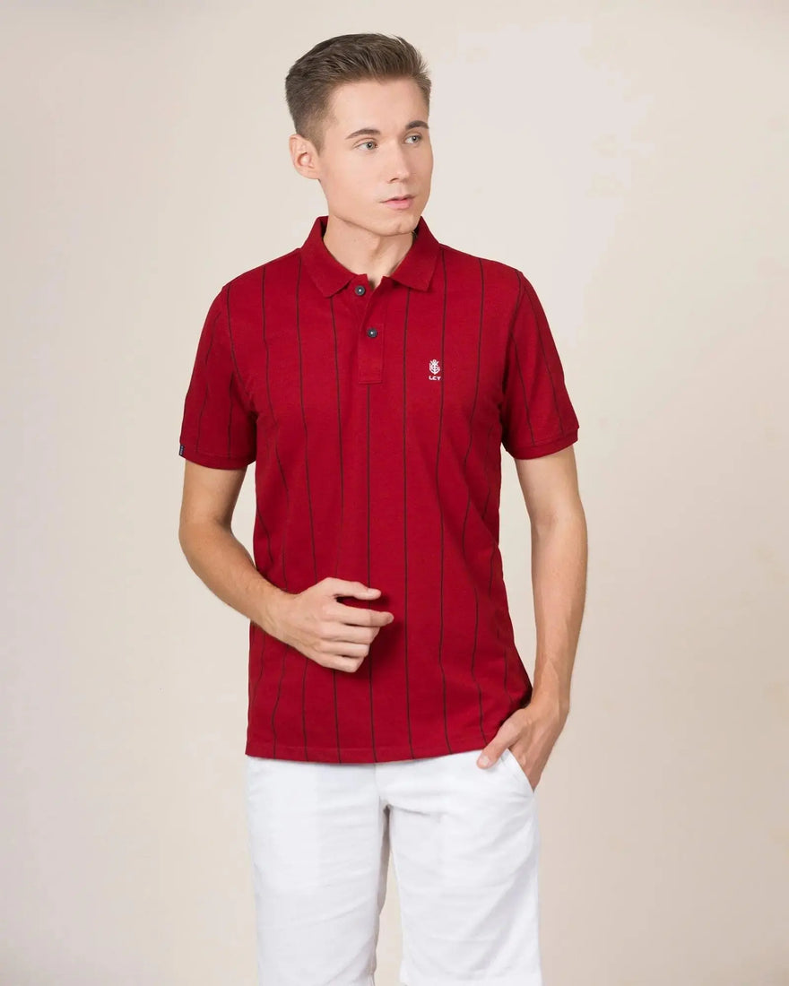 LCY London | Line Classics - Vertical Striped Men's Sports Polo Shirt LCY London