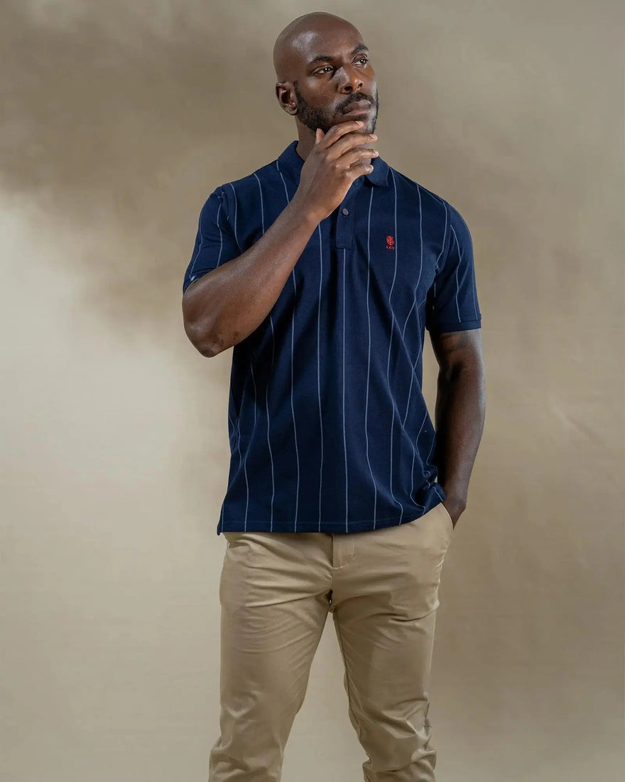 LCY London | Line Classics - Vertical Striped Men's Sports Polo Shirt LCY London