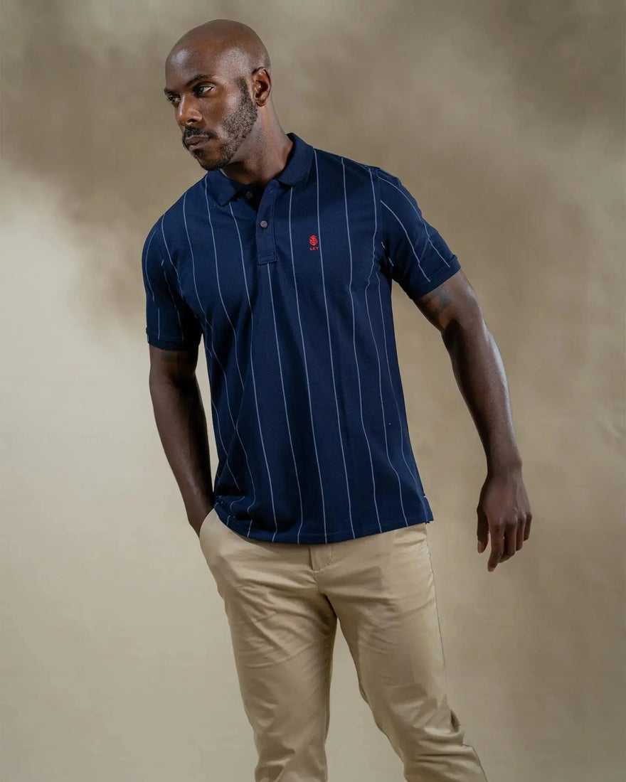 LCY London | Line Classics - Vertical Striped Men's Sports Polo Shirt LCY London