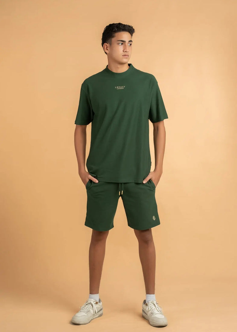 Legacy London Embroiderd Oversize T shirt and Shorts Set LCY London