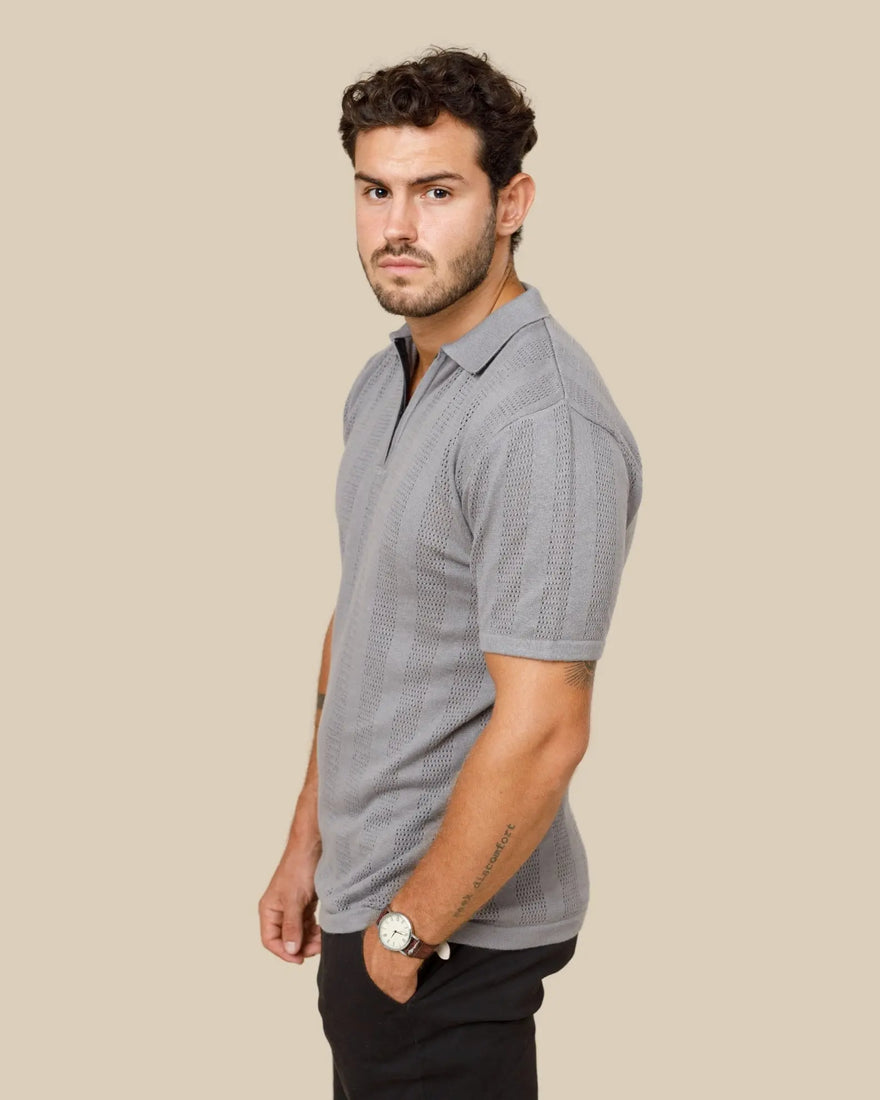 Milano Textured Zipper Polo LCY LONDON