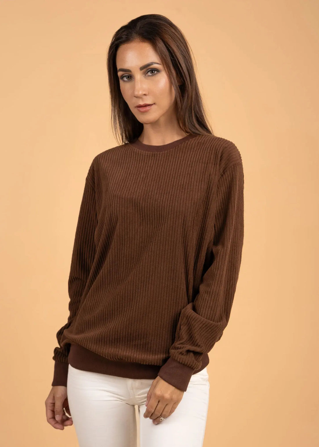 Velvet Crewneck Jumper - LCY LONDON XL-EXPRESSO-BROWN