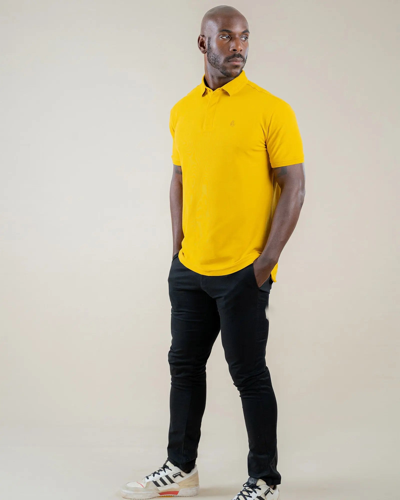 Grey and shop yellow polo shirt