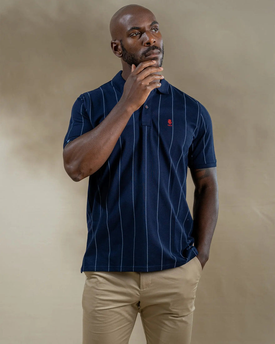 LCY London | Line Classics - Vertical Striped Men's Sports Polo Shirt LCY London