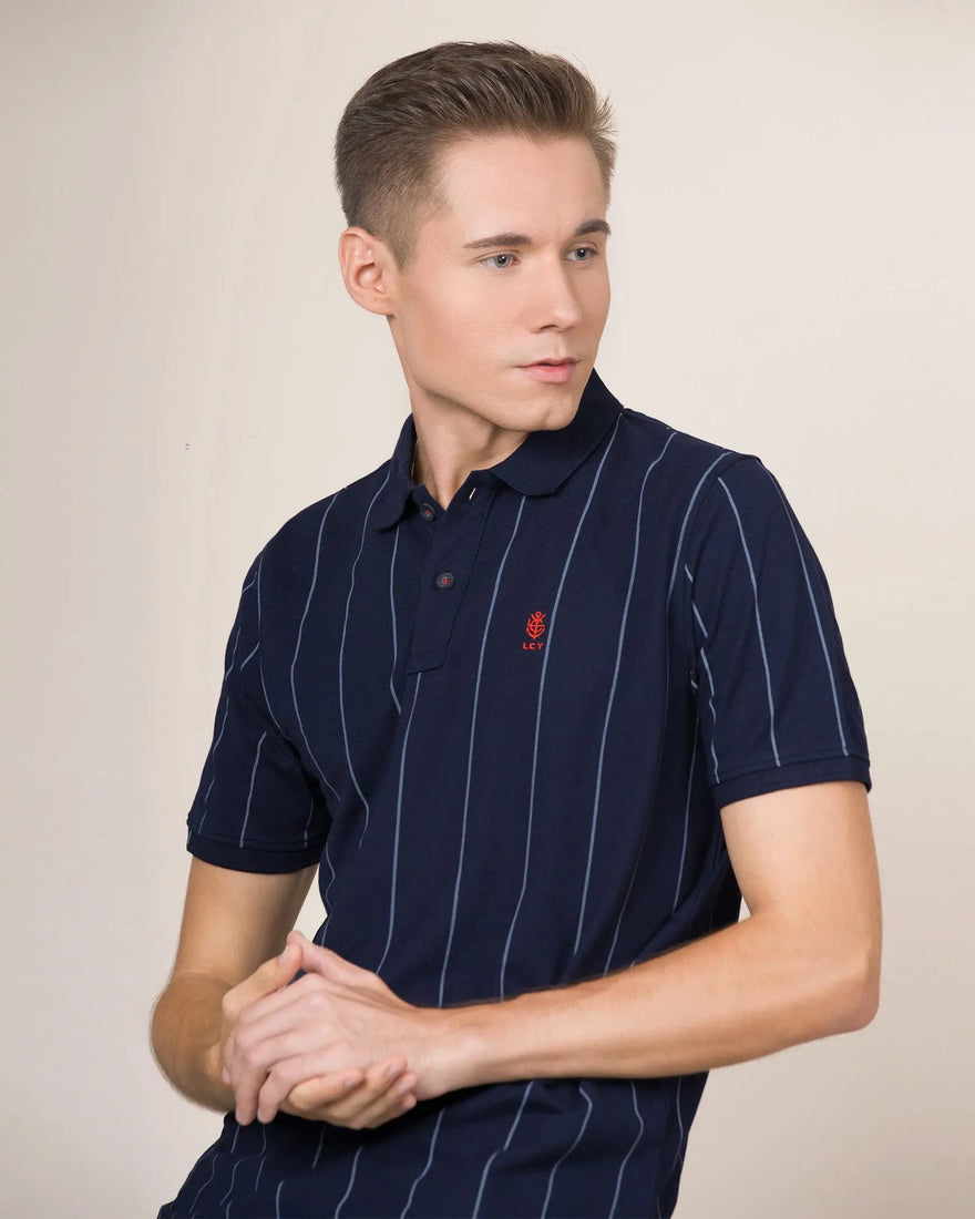 LCY London | Line Classics - Vertical Striped Men's Sports Polo Shirt LCY London